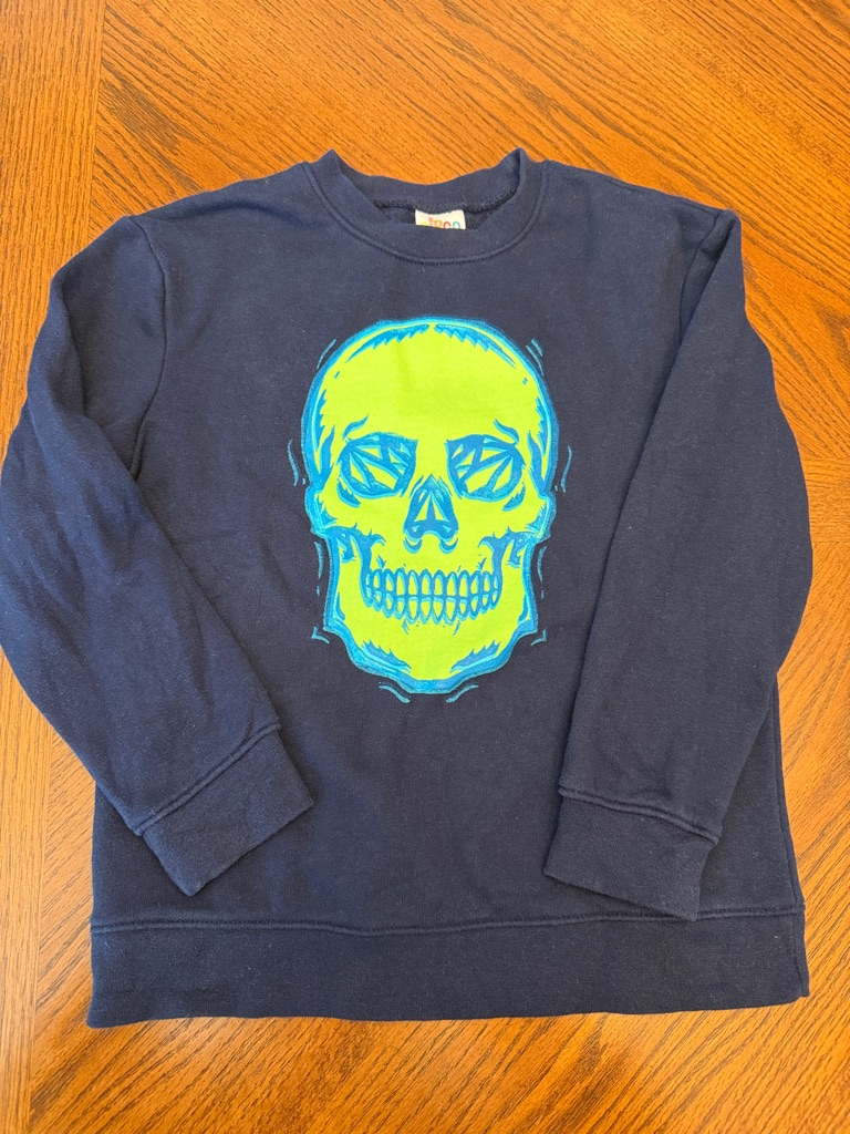 Circo Navy Sweatshirt With Neon Lime Skull Graphic